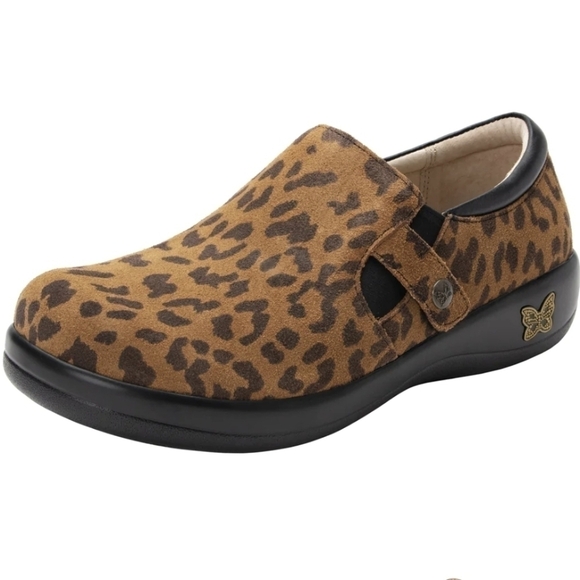 Alegria animal print clogs mules leather shoes sz 37 US 7-7.5 - Picture 1 of 13